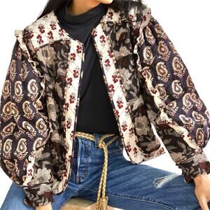 NWOT Anthropologie Llani Size M / L Quilted Patchwork Kimono Puff Sleeve Jacket